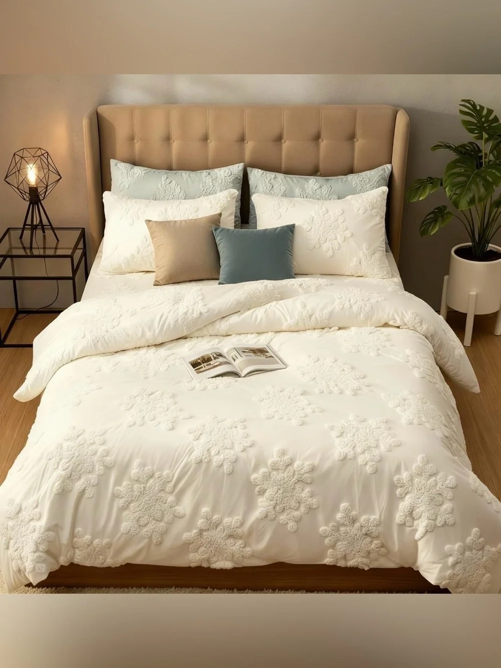 Frienda 3 Pcs Winter Snowflake Full Comforter Cover Set Includes 1 Duvet Cover